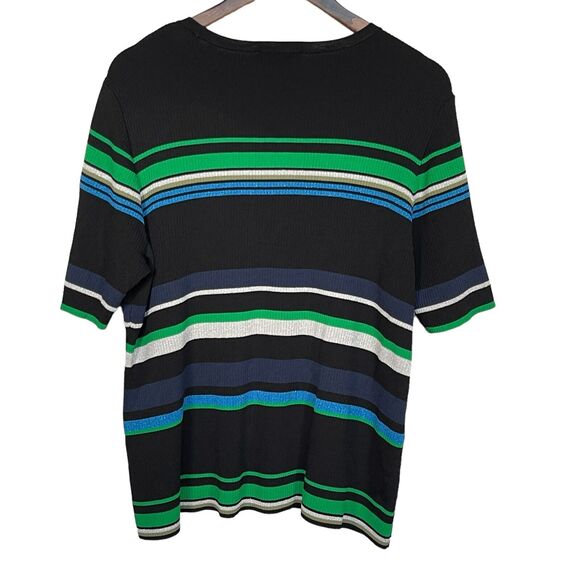 INC Pullover Knit Sweater Women Size 2X‎ Multicolor Striped Stretch Short Sleeve - Picture 5 of 10